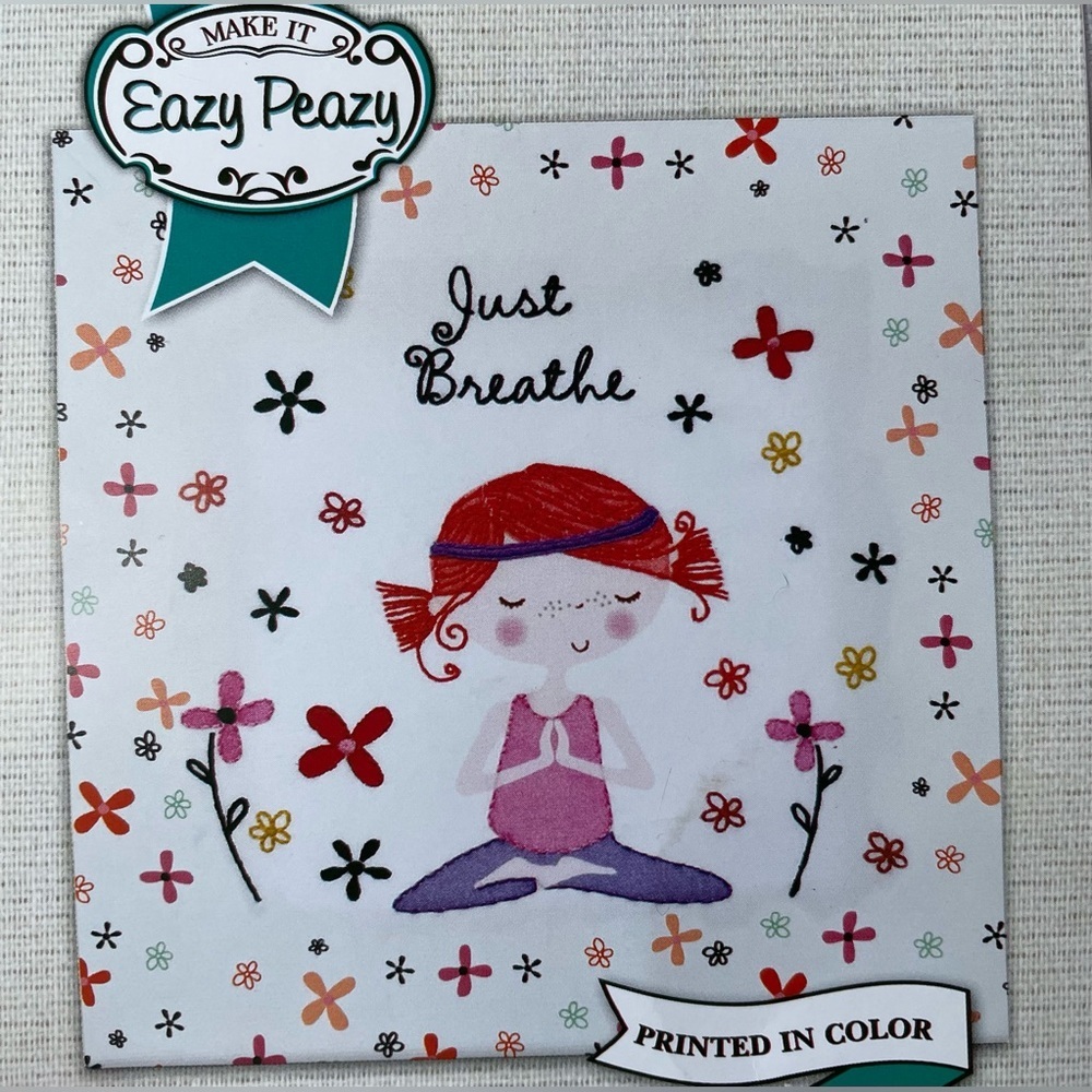 EAZY PEAZY  Printed Canvas Embroidery Set Just Breathe